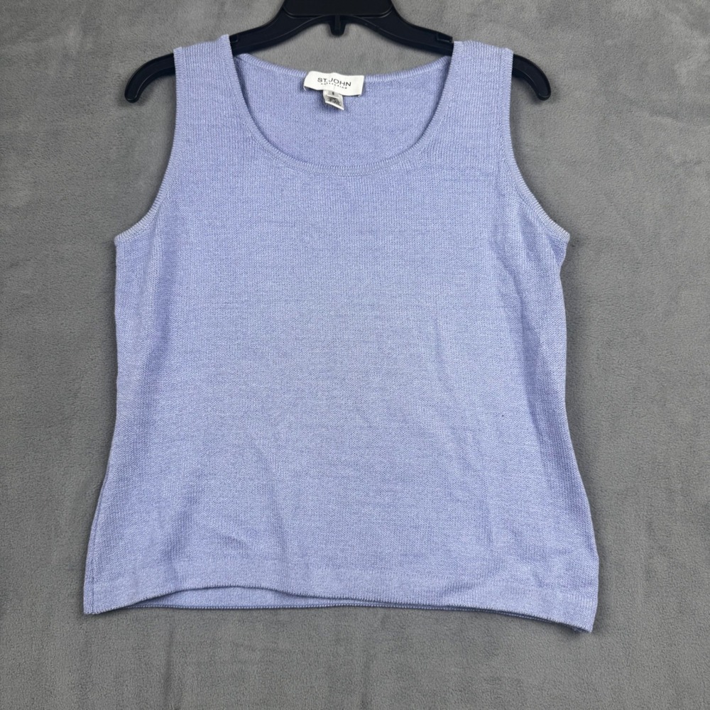 St John Collection Periwinkle Blue Wool Rayon Knit Sleeveless Shell Top Small